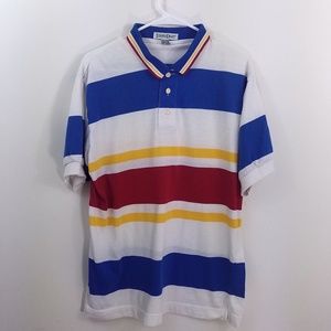 Vintage Striped Steeplechase Polo Large L